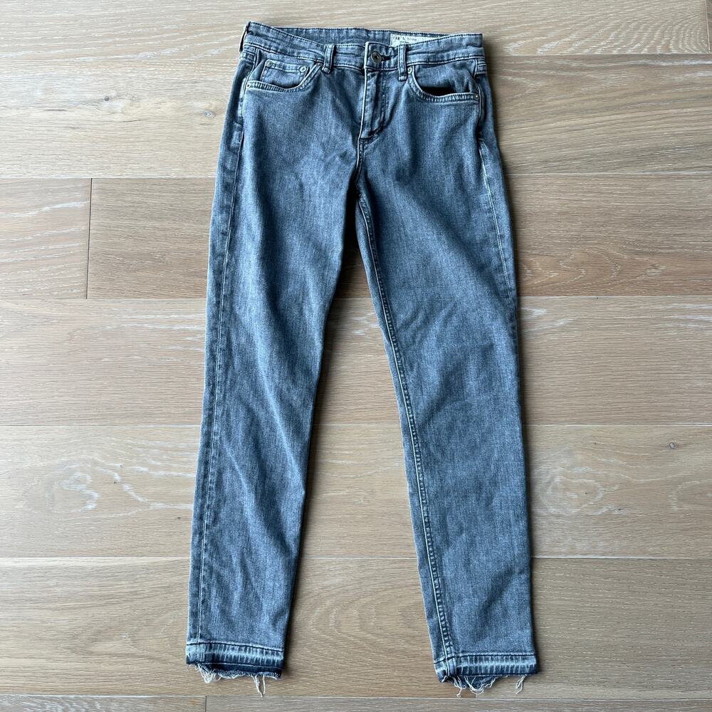 Rag & Bone Cate Mid-Rise Ankle Skinny Frayed Hem Jeans Colby Gray sz 26